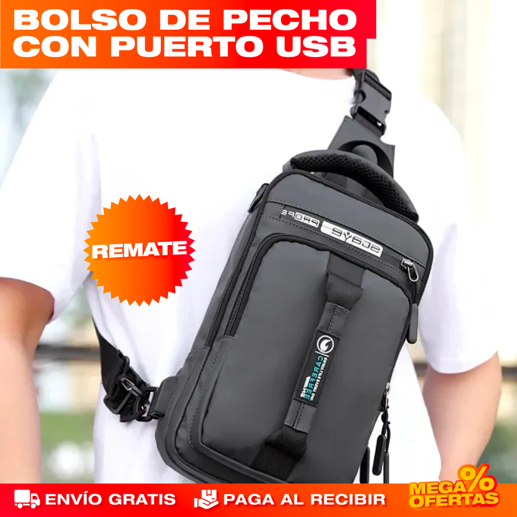 Bolso Cruzado con Puerto USB – Carga tu Celular y Anda Seguro en la Calle✔